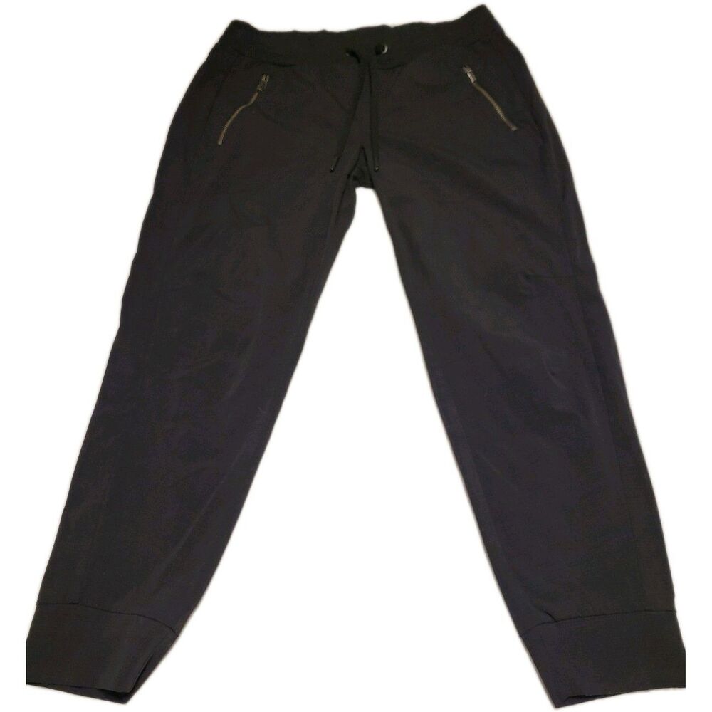 Athleta Women's Trekie Jogger Pants Size 8 Black Drawstring Pockets Zip Ankle